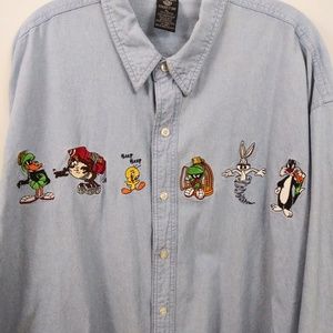 VTG Warner Bros Looney Tunes Denim Chambray Shirt